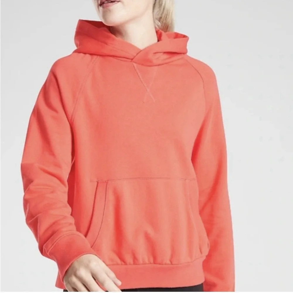 Athleta Moonrise Women's Size Medium Coral‎ French Terry Open Back Hoodie